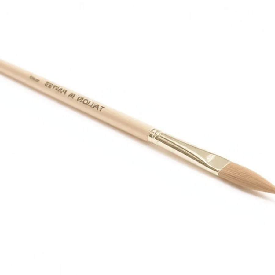 Plaid Golden Taklon Round Brush — Size 2, Natural
